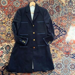 Women’s Black Fleece  by Thom Browne long Navy coat